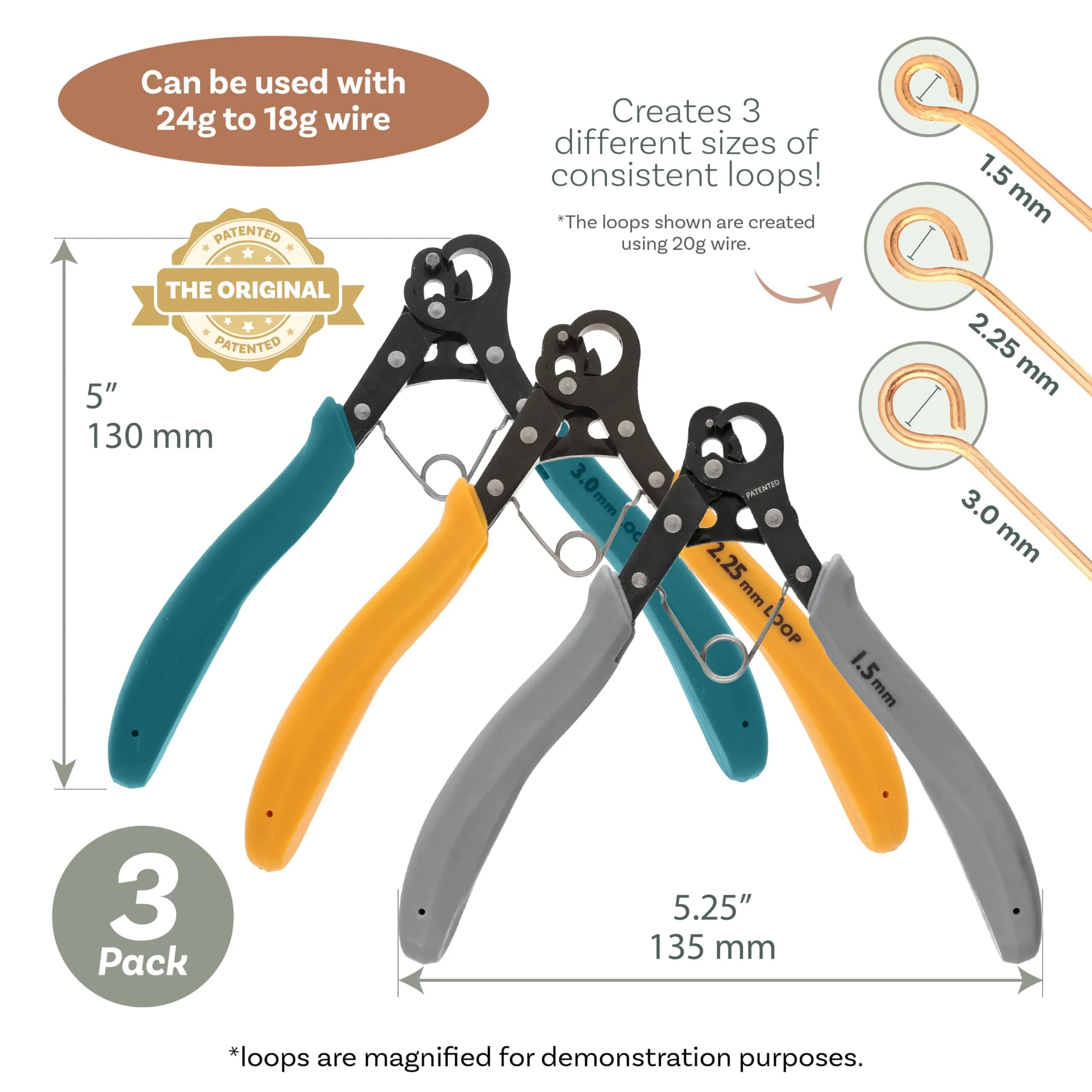 The Beadsmith Original One Step Looper Pliers Combo Pack - 1.5 mm, 2.25 mm, & 3 mm Loops for Jewelry Making - view 3