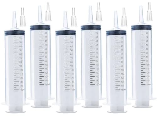 A AKRAF 150ml Large Plastic Syringe with Latex Plunger | Pack of 6 for Labs & Dispensing thumbnail 1