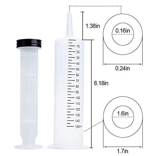 A AKRAF 150ml Large Plastic Syringe with Latex Plunger | Pack of 6 for Labs & Dispensing thumbnail 7