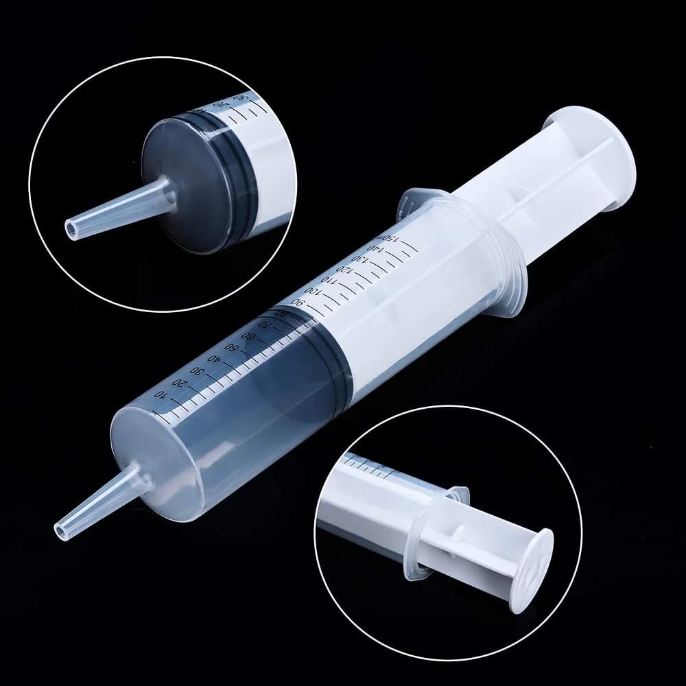 A AKRAF 150ml Large Plastic Syringe with Latex Plunger | Pack of 6 for Labs & Dispensing - view 2