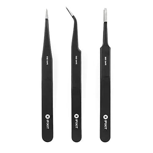 iFixit Precision Tweezers Set - Extra Fine, Angled, Blunt Tips | Anti-Static, Professional Grade thumbnail 1