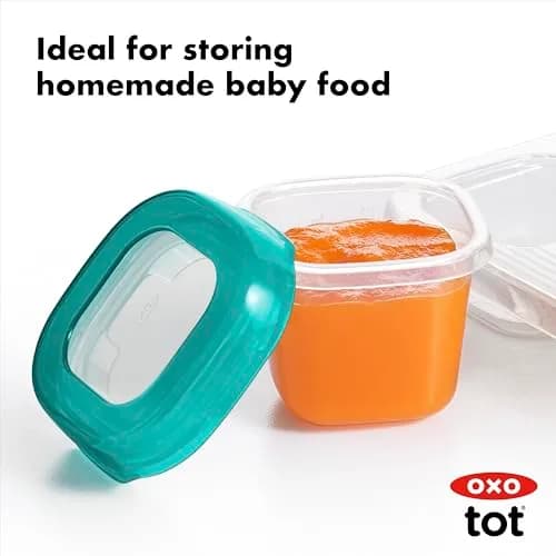 OXO Tot Baby Blocks Freezer Storage Containers 2 Oz (60 ml) - Teal | BPA-Free, Airtight, Leak-Proof thumbnail 5