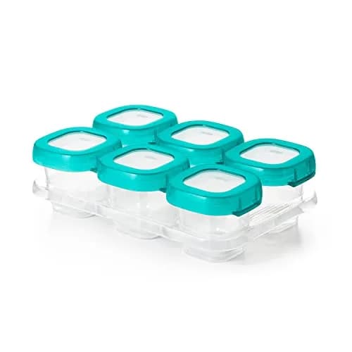 OXO Tot Baby Blocks Freezer Storage Containers 2 Oz (60 ml) - Teal | BPA-Free, Airtight, Leak-Proof thumbnail 1