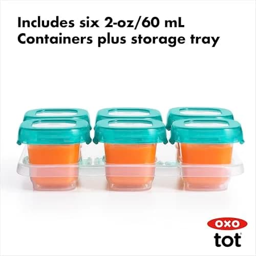 OXO Tot Baby Blocks Freezer Storage Containers 2 Oz (60 ml) - Teal | BPA-Free, Airtight, Leak-Proof thumbnail 7