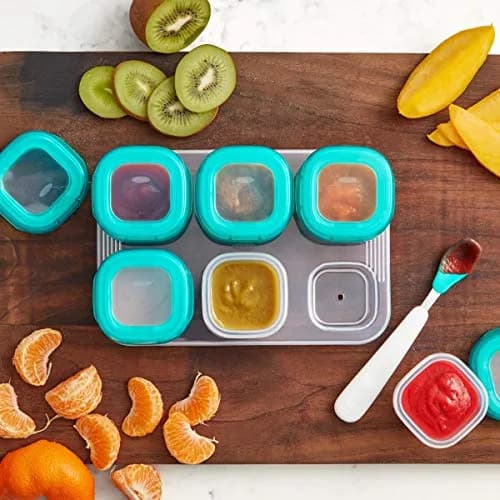OXO Tot Baby Blocks Freezer Storage Containers 2 Oz (60 ml) - Teal | BPA-Free, Airtight, Leak-Proof thumbnail 2