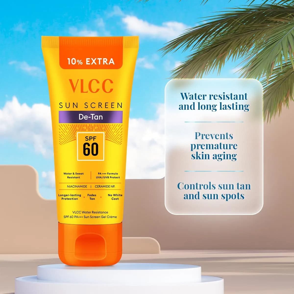 VLCC SPF60 Sunscreen Gel Creme 100gm (3.55 oz) | Water Resistant Formula for All Skin Types - view 4