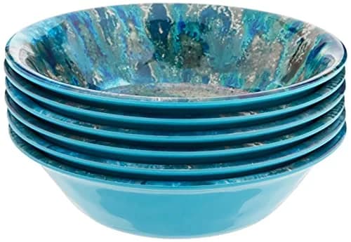 Certified International Radiance Teal Melamine 7.5" All Purpose Bowl Set of 6 | Deep Break-Resistant Coastal Style Dinnerware thumbnail 1