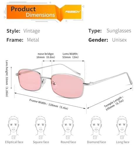 FEISEDY Vintage Small Rectangle Sunglasses Women Men Retro Trendy Square Metal Frame Sun Glasses B2295 | UV400 Protection thumbnail 5
