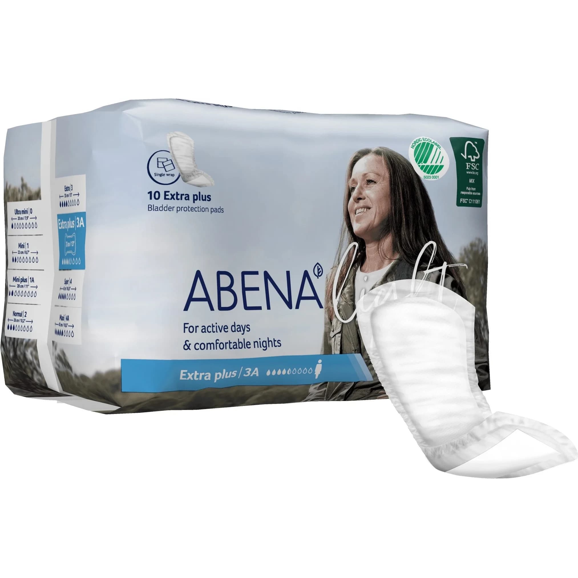 Abena Light Premium Incontinence Pads Size 3A 22fl oz (650ml) | Discreet Protection for Women - main product image