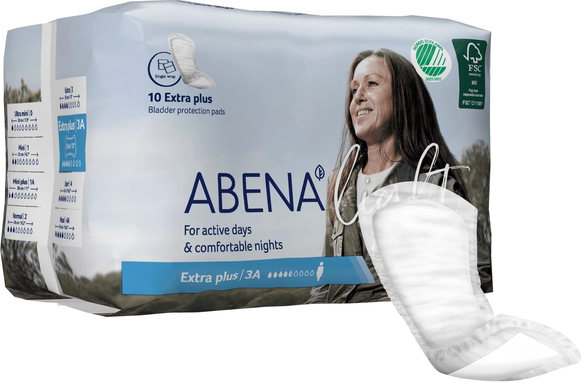 Abena Light Premium Incontinence Pads Size 3A 22fl oz (650ml) | Discreet Protection for Women - main product image