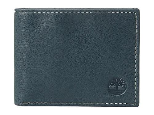 Timberland Men's Blix Slimfold Leather Wallet Navy 8.5cm (3.25") | Genuine Leather Bifold for Daily Use thumbnail 1