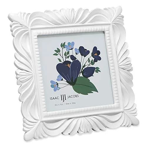 Isaac Jacobs 4x4 White Wave Textured Resin Picture Frame | Elegant Wall & Tabletop Decor thumbnail 1