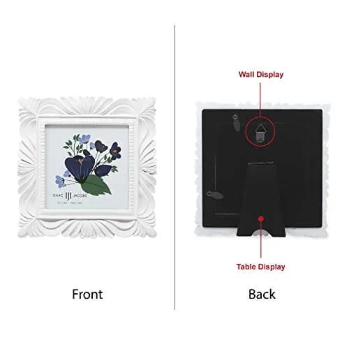 Isaac Jacobs 4x4 White Wave Textured Resin Picture Frame | Elegant Wall & Tabletop Decor thumbnail 2