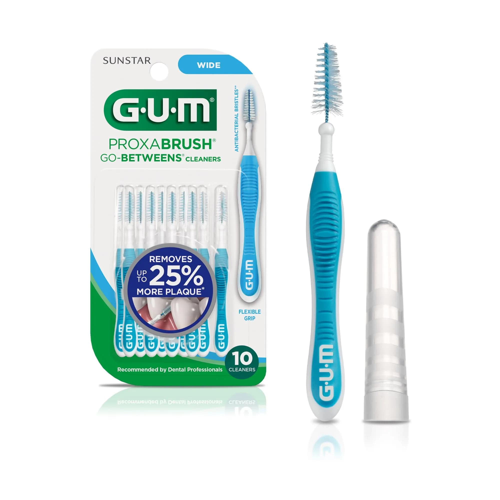 GUM Proxabrush Go-Betweens Wide Interdental Brushes, 10 Count | Clinically Designed for Plaque Removal