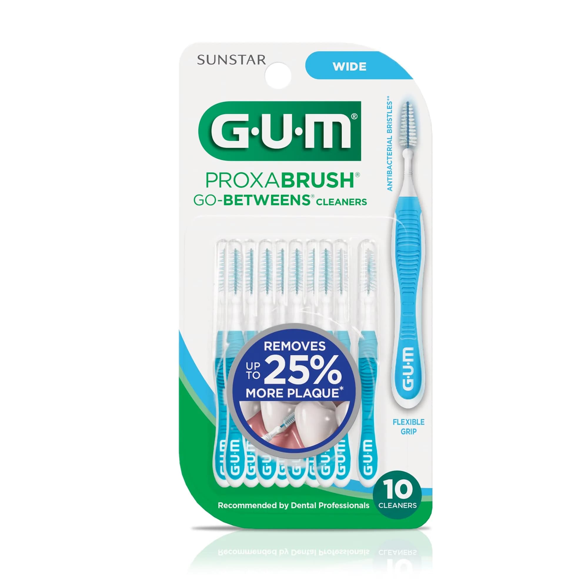 GUM Proxabrush Go-Betweens Wide Interdental Brushes, 10 Count | Clinically Designed for Plaque Removal - view 8