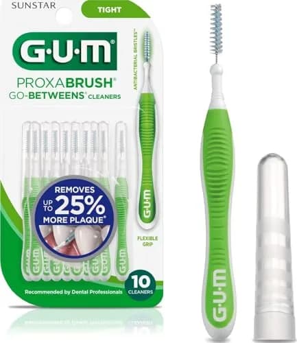 GUM Proxabrush Go-Betweens Tight Interdental Brushes, 10 Count | Clinically Designed for Tight Spaces thumbnail 1