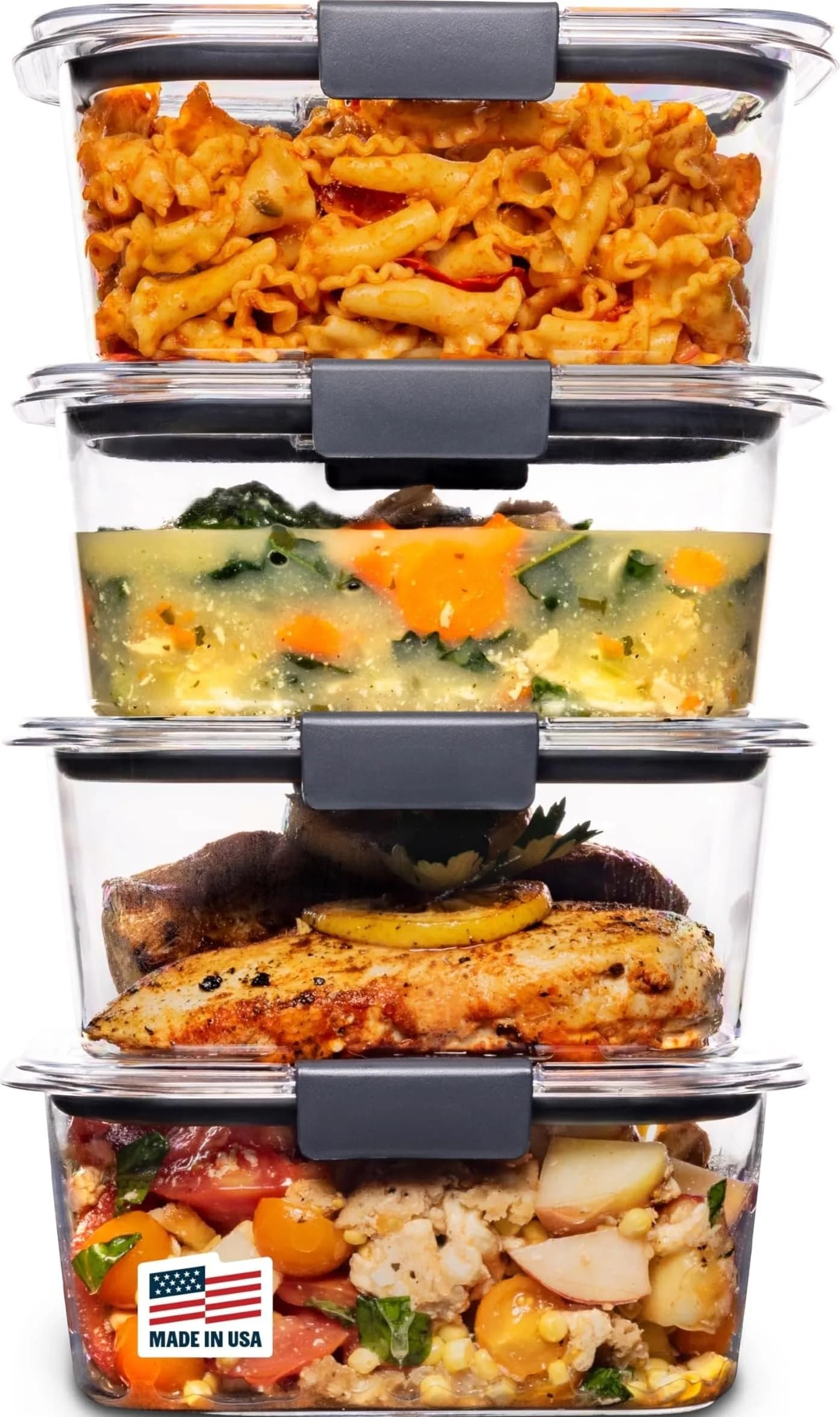 Rubbermaid Brilliance Airtight Food Storage Containers with Lids, Set of 4 (4.7 Cup / 1.1 Litre), BPA-Free Plastic | Stackable Pantry Organizers — 4.7 cup (8-Piece)