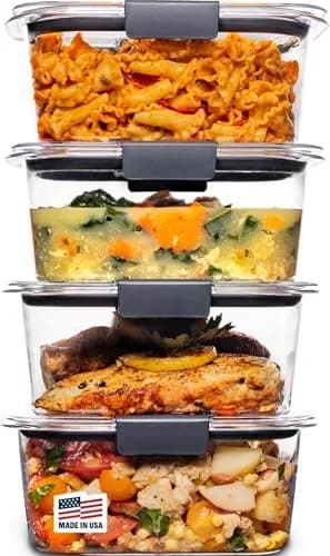 Rubbermaid Brilliance Airtight Food Storage Containers with Lids, Set of 4 (4.7 Cup / 1.1 Litre), BPA-Free Plastic | Stackable Pantry Organizers thumbnail 1
