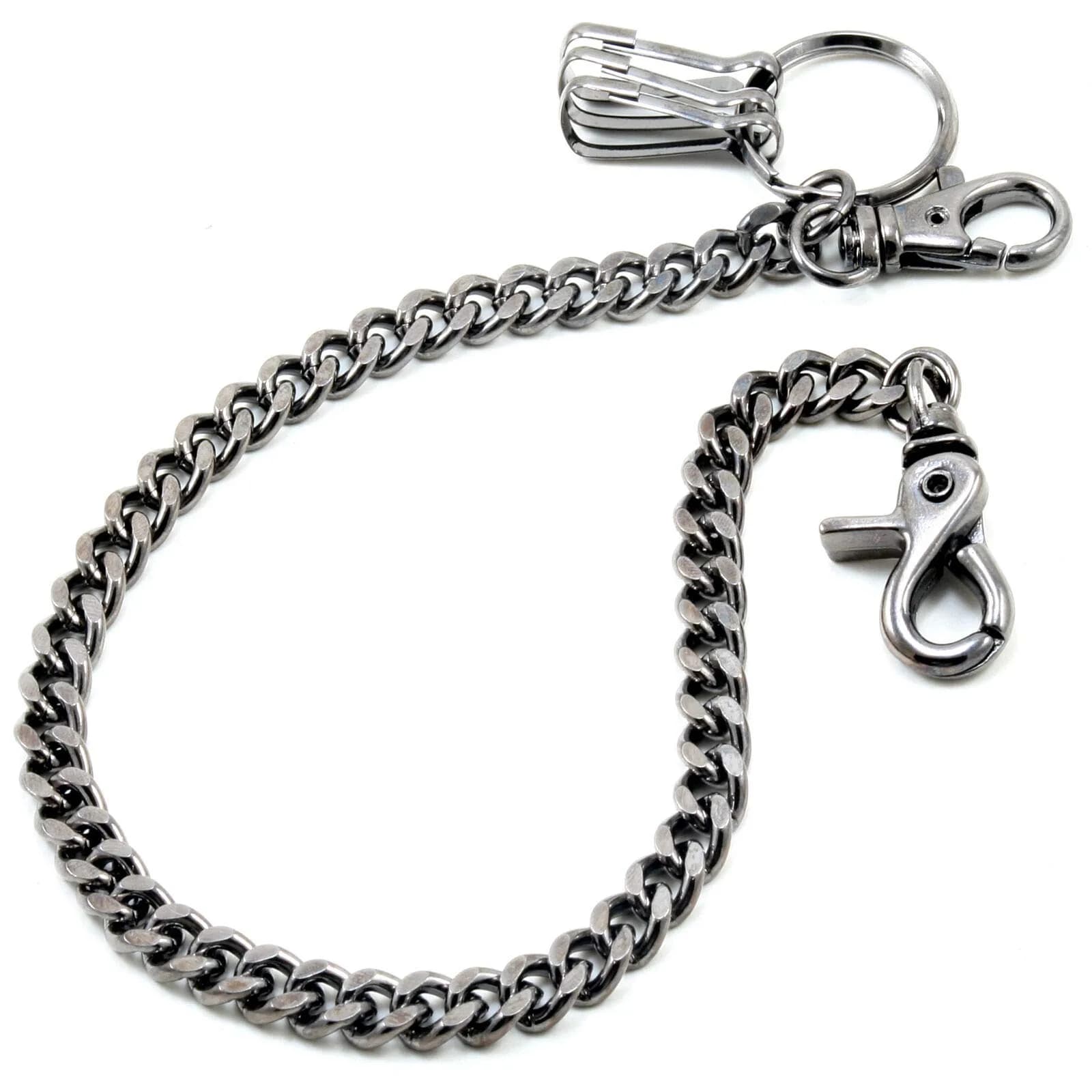 Double K Wallet Chain 21" Black | Heavy Chrome Steel Trucker Leash — Black