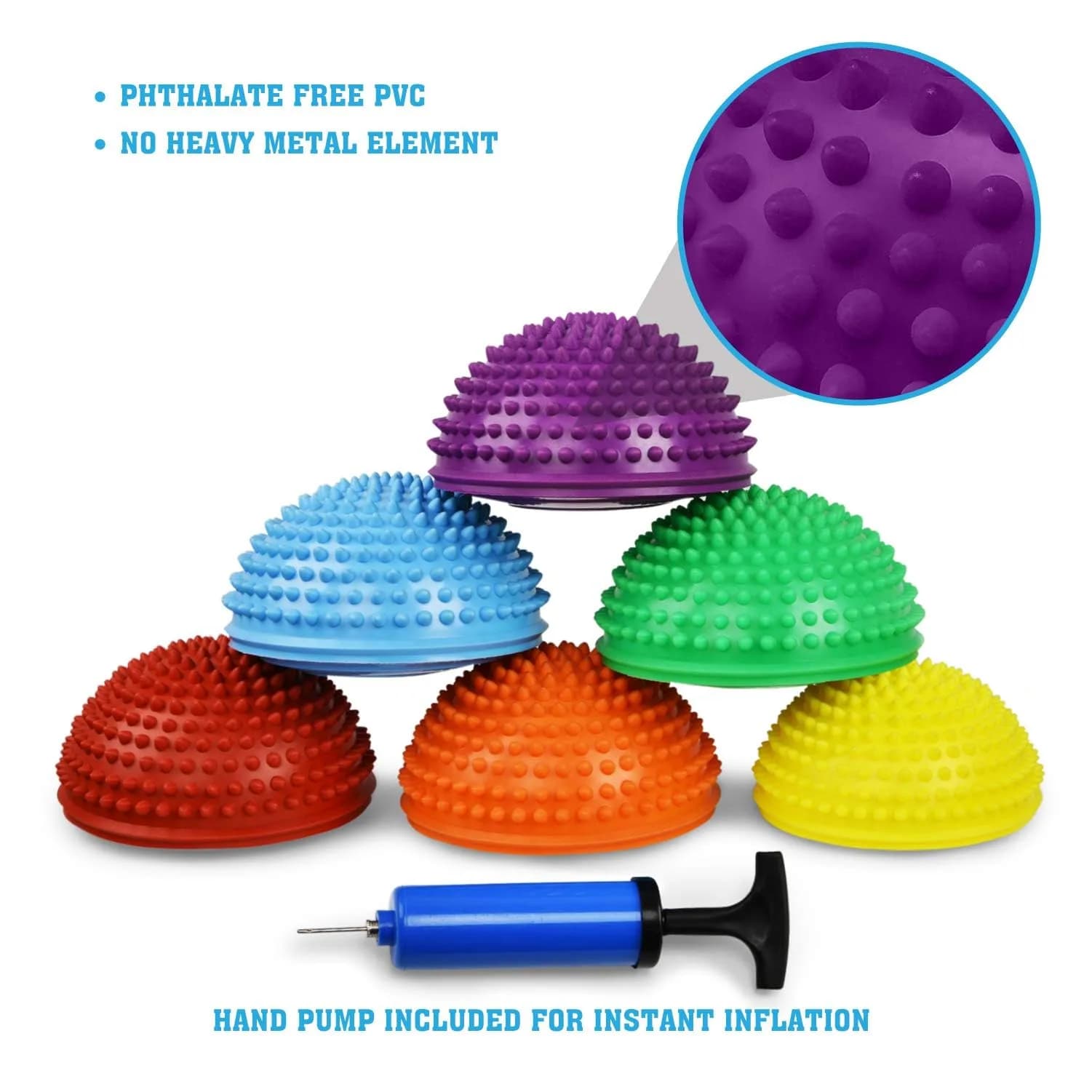 Yes4All Hedgehog Balance Pods Set of 6 with Hand Pump | Core Strength & Stability Trainer for Youth & Adults - view 4