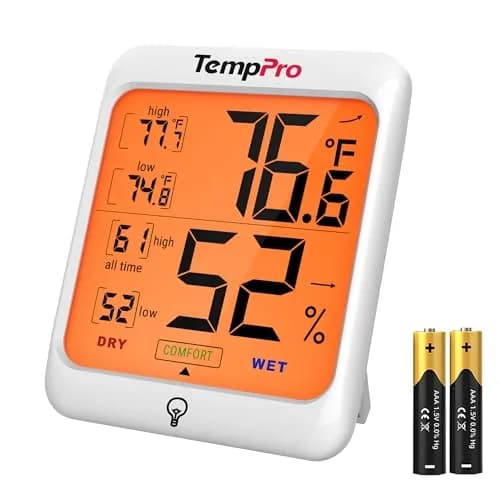 TempPro TP53 Digital Hygrometer & Thermometer 90g (3.2oz) | Accurate Indoor Humidity Monitor with Backlit Display thumbnail 1