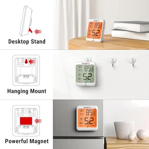 TempPro TP53 Digital Hygrometer & Thermometer 90g (3.2oz) | Accurate Indoor Humidity Monitor with Backlit Display thumbnail 7