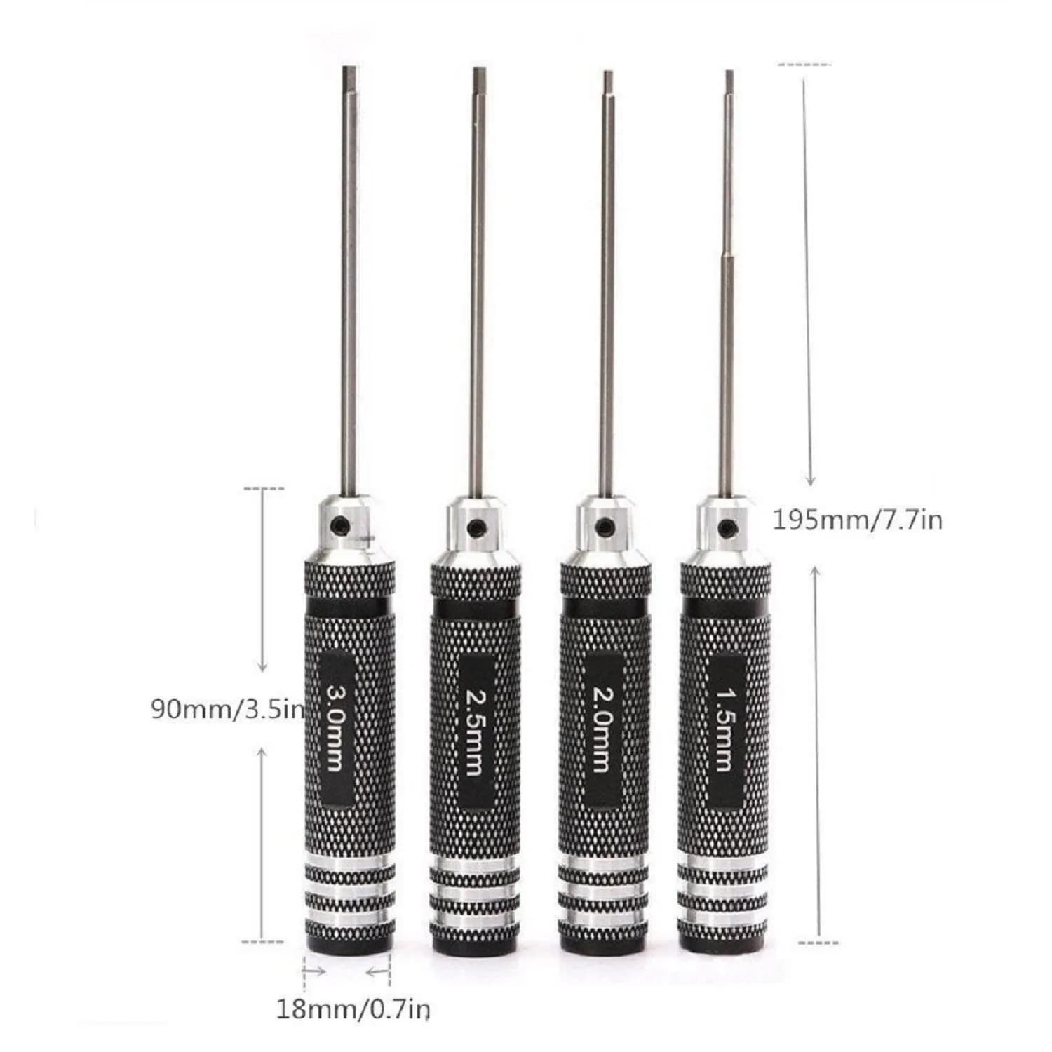 powerday Black Hex Screwdriver Set with 4 Sizes | Precision Tool for RC Models - view 3