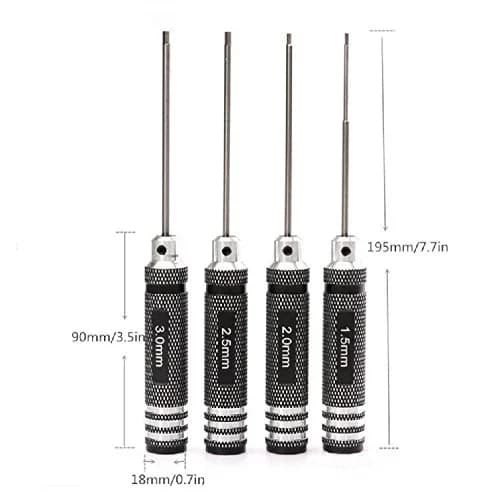 powerday Black Hex Screwdriver Set with 4 Sizes | Precision Tool for RC Models thumbnail 3