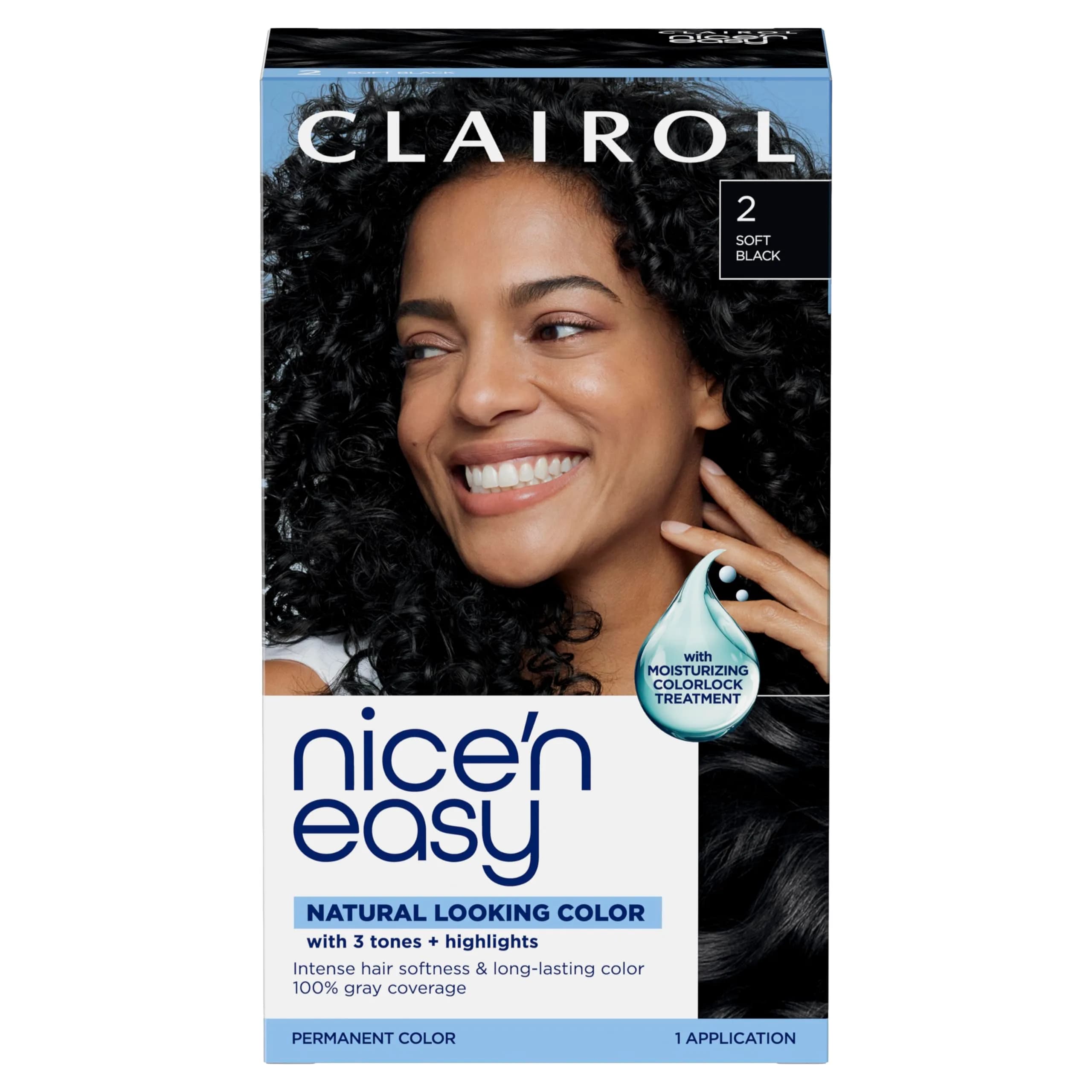 Clairol Nice'n Easy Permanent Hair Dye 2 Black, 6.26 Fl Oz (Pack of 1) | 100% Gray Coverage - main product image