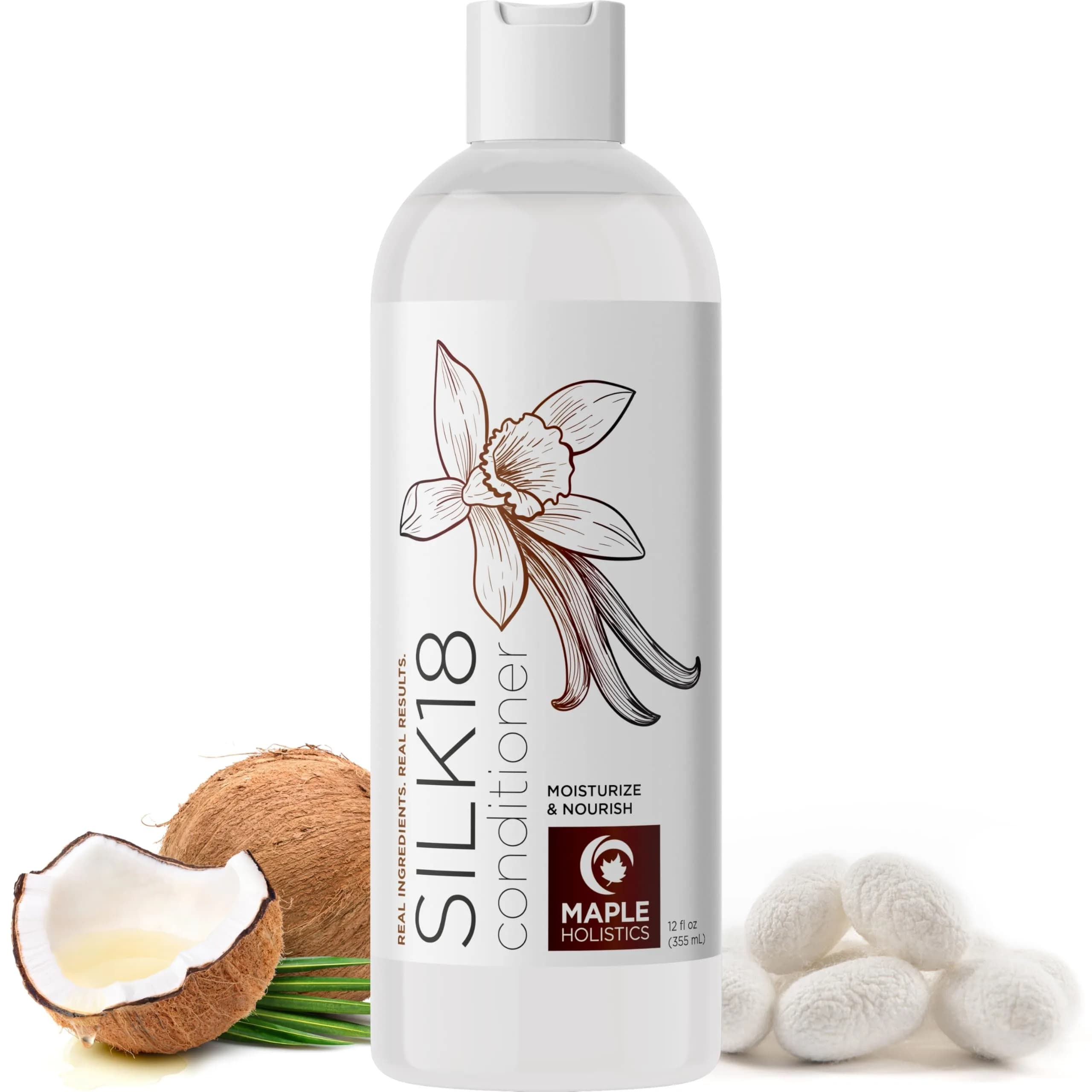 Maple Holistics Silk18 Conditioner for Damaged Hair - 355ml (12 Fl Oz) | Deeply Nourishing for Dry, Curly, and Frizzy Hair - main product image