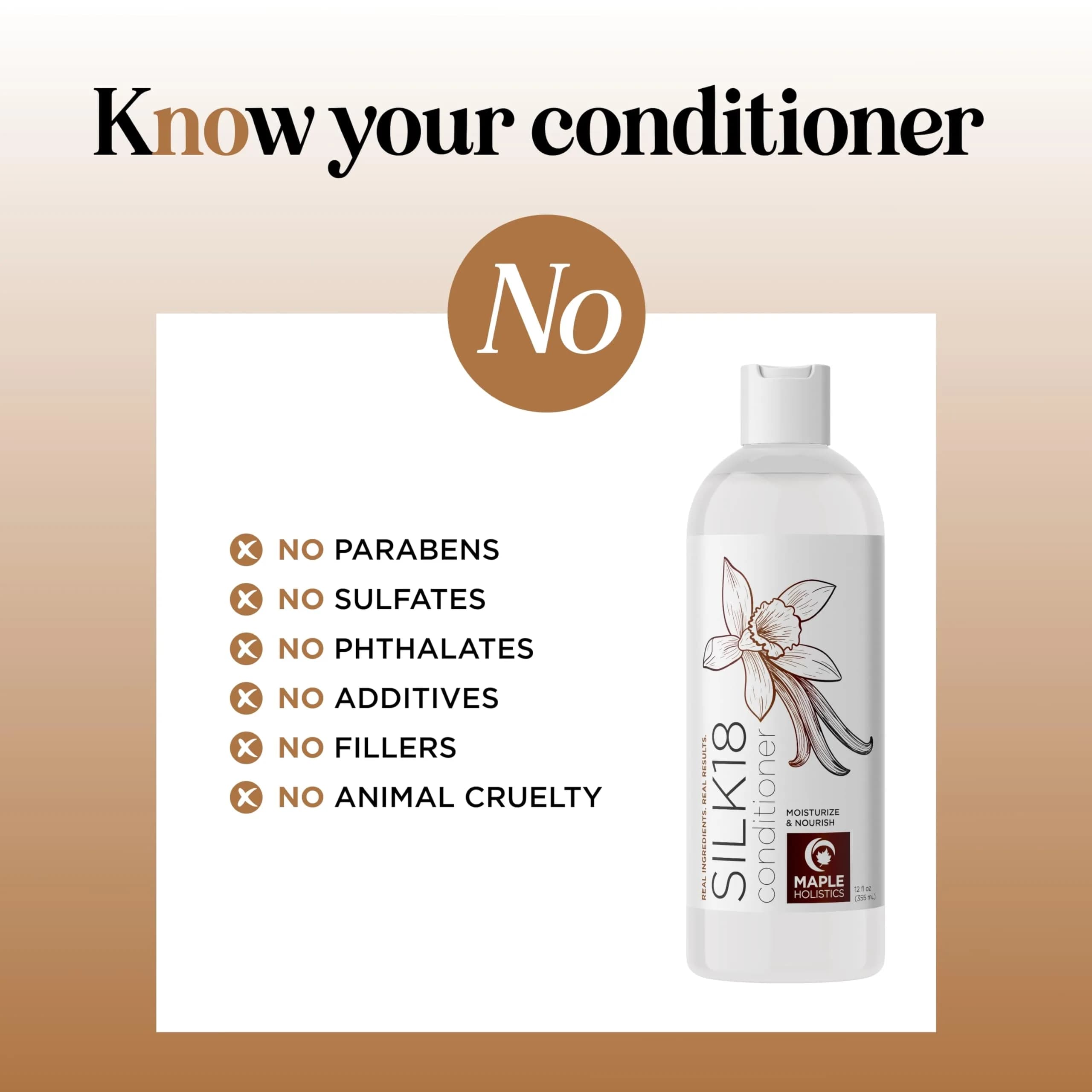 Maple Holistics Silk18 Conditioner for Damaged Hair - 355ml (12 Fl Oz) | Deeply Nourishing for Dry, Curly, and Frizzy Hair - view 3