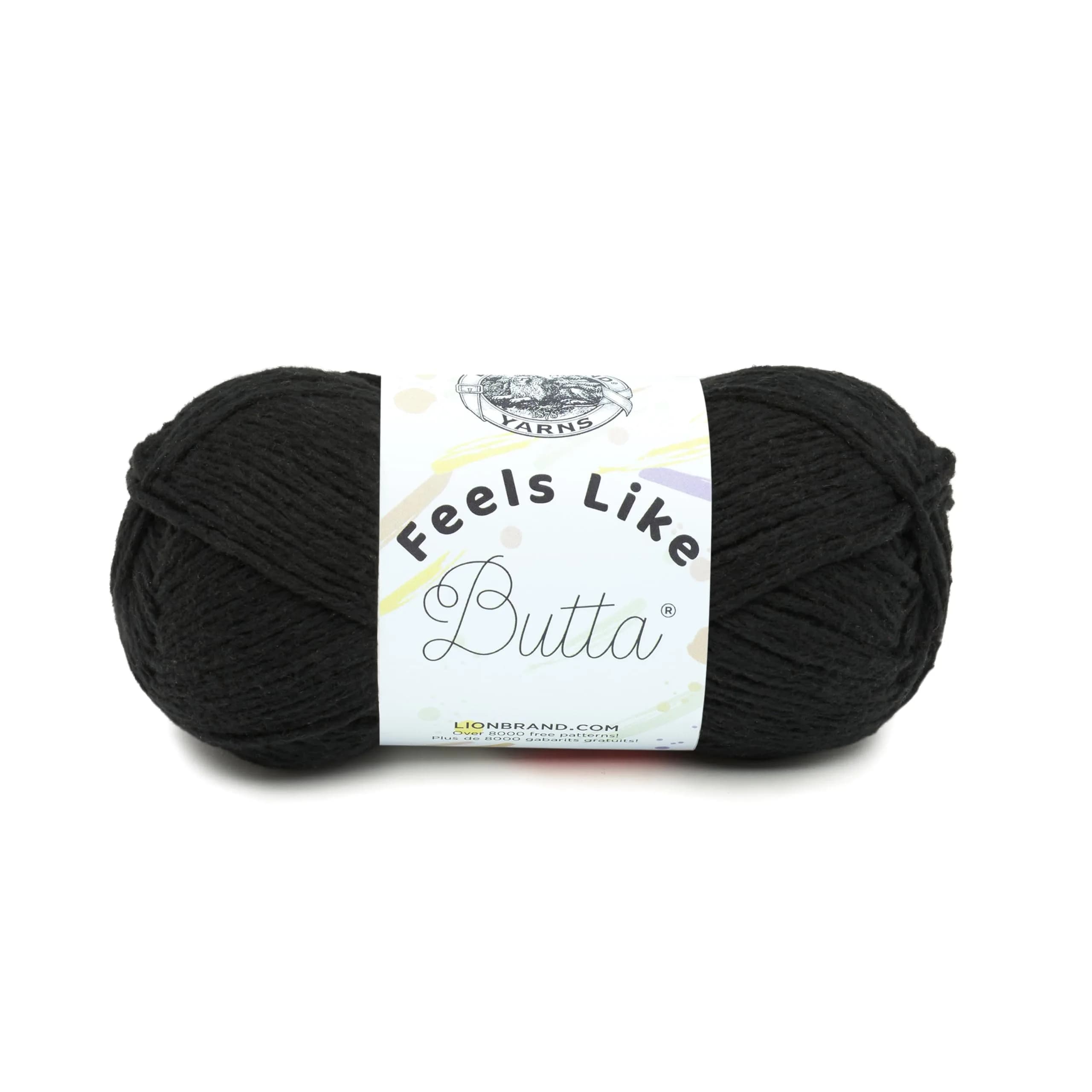 Lion Brand Feels Like Butta Crochet & Knitting Yarn, Black, 100g (3.5 oz) | OEKO-TEX Certified Polyester - main product image