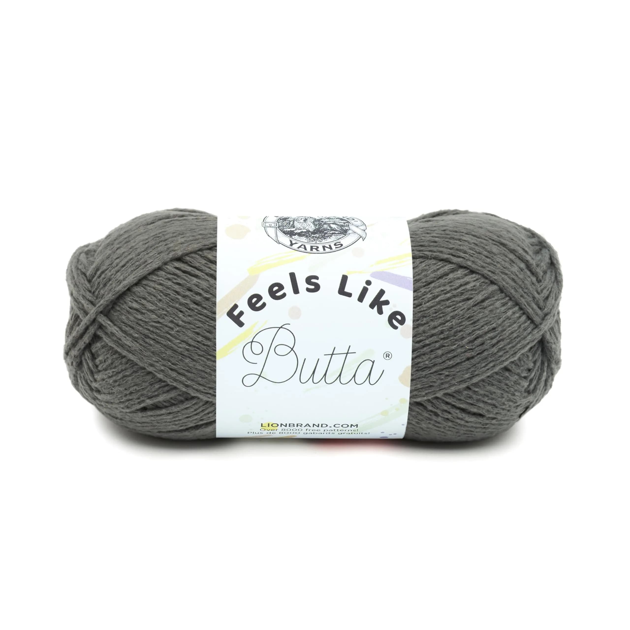 Lion Brand Yarn Feels Like Butta Crochet & Knitting Yarn, Yellow, 100g (3.5 oz) | OEKO-TEX Certified Polyester — Charcoal