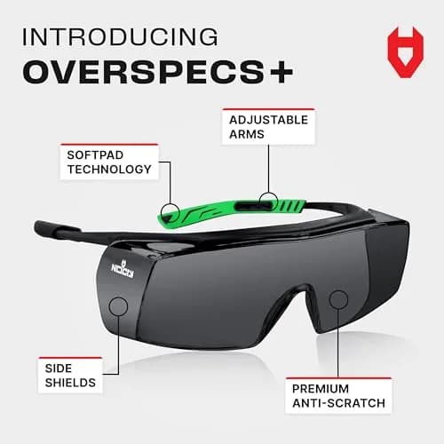 NoCry Tinted Safety Glasses Over Eyeglasses with Anti-Scratch Wraparound Lenses | UV400 ANSI Z87 Certified - view 2