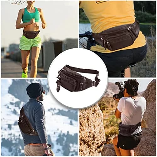 Nabob Leather Fanny Pack Waist Bag for Men & Women | Genuine Cowhide Leather, 6 Pockets, Adjustable Strap, Ideal for Travel & Outdoor thumbnail 2