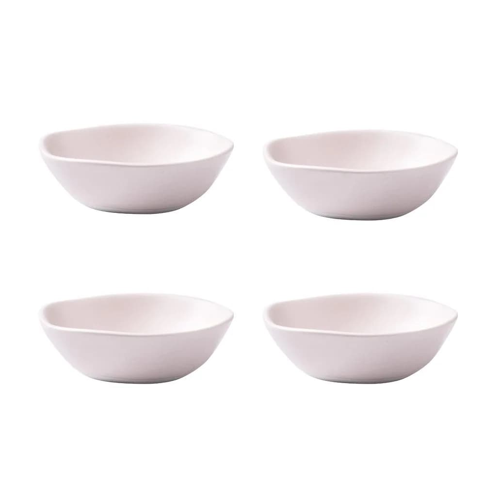 SOCOSY Classic Matte Ceramic Sauce Dishes Sushi Dipping Bowls with Irregular Edges | Elegant Kitchenware (70-120 chars) — Pink