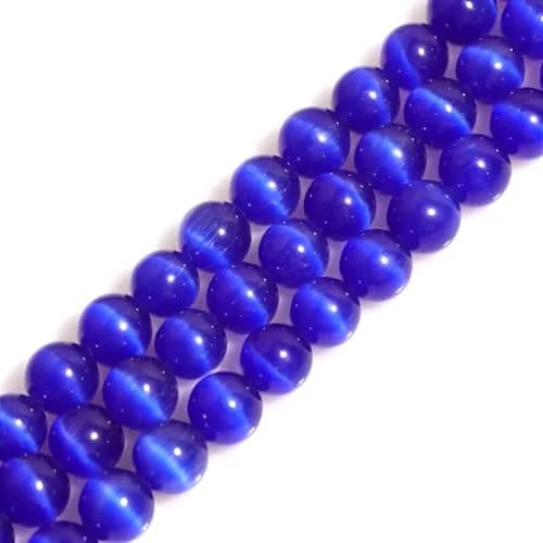 HAAMIIQII Royal Blue Cat Eye Beads 10mm | Luminous Gemstone for Jewelry & Crafts thumbnail 1