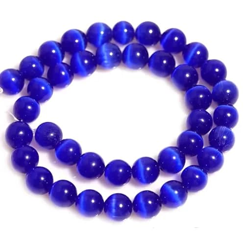 HAAMIIQII Royal Blue Cat Eye Beads 10mm | Luminous Gemstone for Jewelry & Crafts thumbnail 5