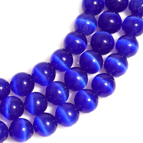HAAMIIQII Royal Blue Cat Eye Beads 10mm | Luminous Gemstone for Jewelry & Crafts thumbnail 2