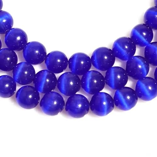 HAAMIIQII Royal Blue Cat Eye Beads 10mm | Luminous Gemstone for Jewelry & Crafts thumbnail 3