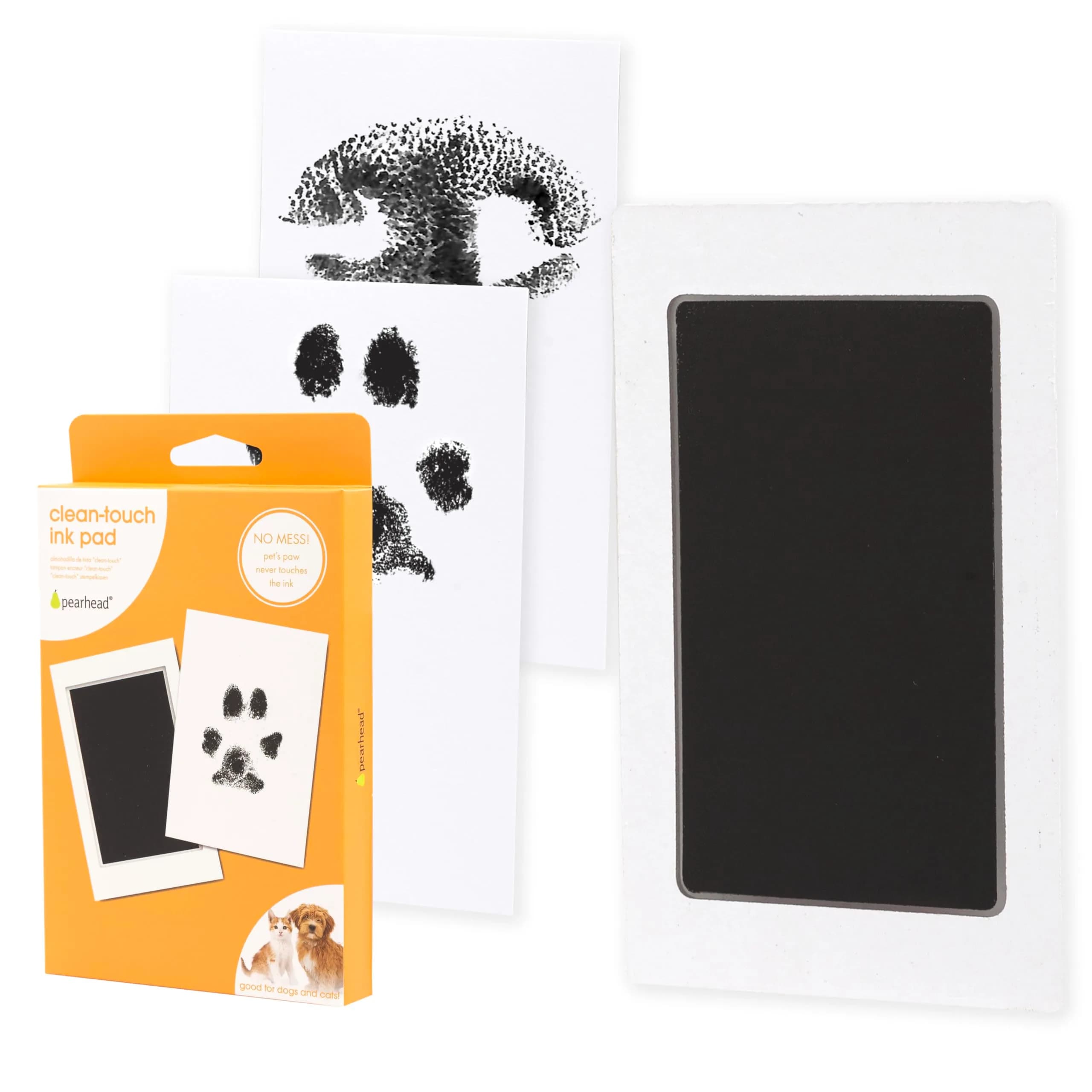 Pearhead Paw Print Clean Touch Ink Pad Kit for Dogs and Cats, Black Ink, 1 Pad & 2 Cards | Mess-Free Pet Keepsake - main product image