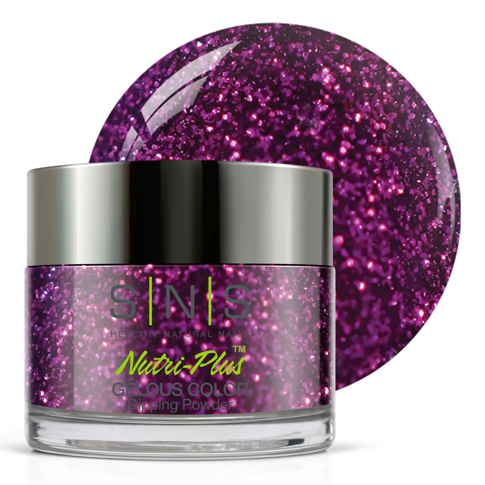 SNS Nail Dip Powder, Gelous Color Dipping Powder - Shennanigans (Purple/Magenta, Glitter) 28g (1 oz) | Long-Lasting Dip Nail Color - main product image