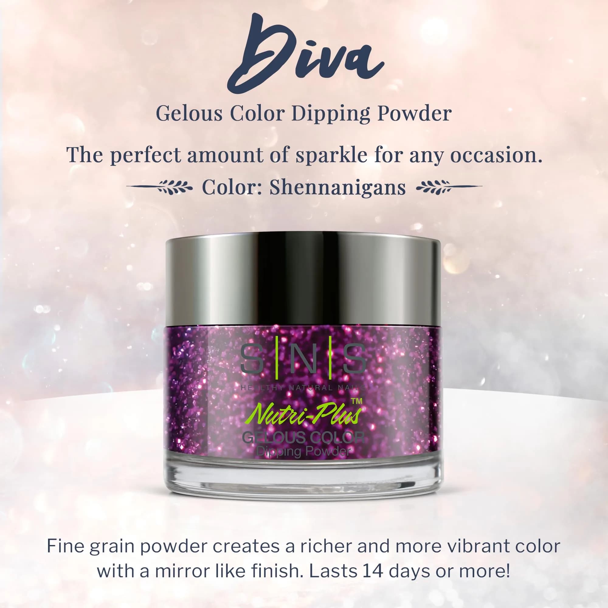 SNS Nail Dip Powder, Gelous Color Dipping Powder - Shennanigans (Purple/Magenta, Glitter) 28g (1 oz) | Long-Lasting Dip Nail Color - view 2