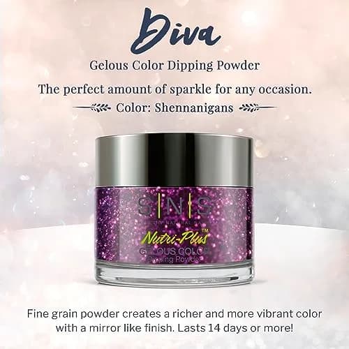 SNS Nail Dip Powder, Gelous Color Dipping Powder - Shennanigans (Purple/Magenta, Glitter) 28g (1 oz) | Long-Lasting Dip Nail Color thumbnail 2