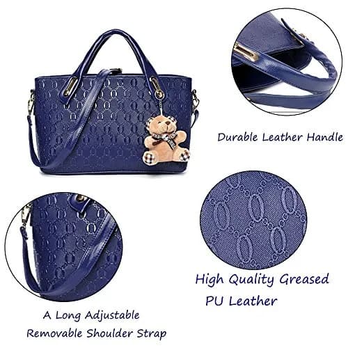 FiveloveTwo Women 4 Pcs Top Handle Satchel Set | Large Tote +Purse +Shoulder Bag+Card Holder in Pink thumbnail 4