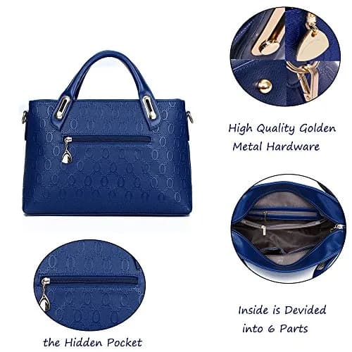 FiveloveTwo Women 4 Pcs Top Handle Satchel Set | Large Tote +Purse +Shoulder Bag+Card Holder in Pink thumbnail 5