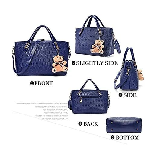 FiveloveTwo Women 4 Pcs Top Handle Satchel Set | Large Tote +Purse +Shoulder Bag+Card Holder in Pink thumbnail 3