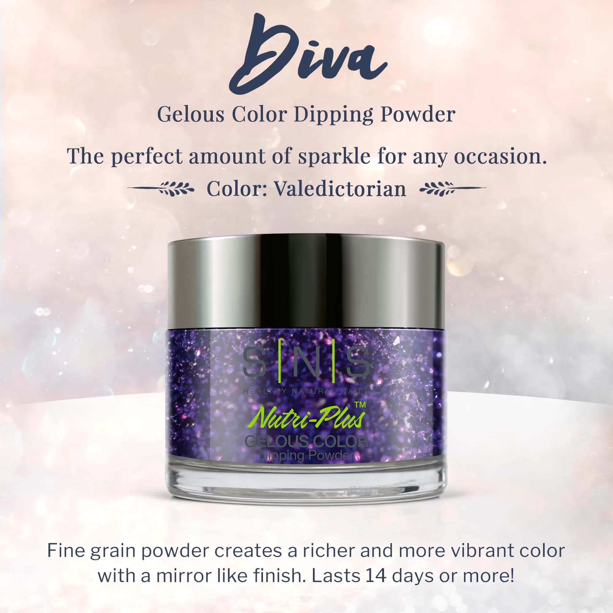 SNS Nail Dip Powder Valedictorian Purple Glitter 29.57ml (1 oz) | Long-Lasting 14-Day Chip-Resistant Color - view 2