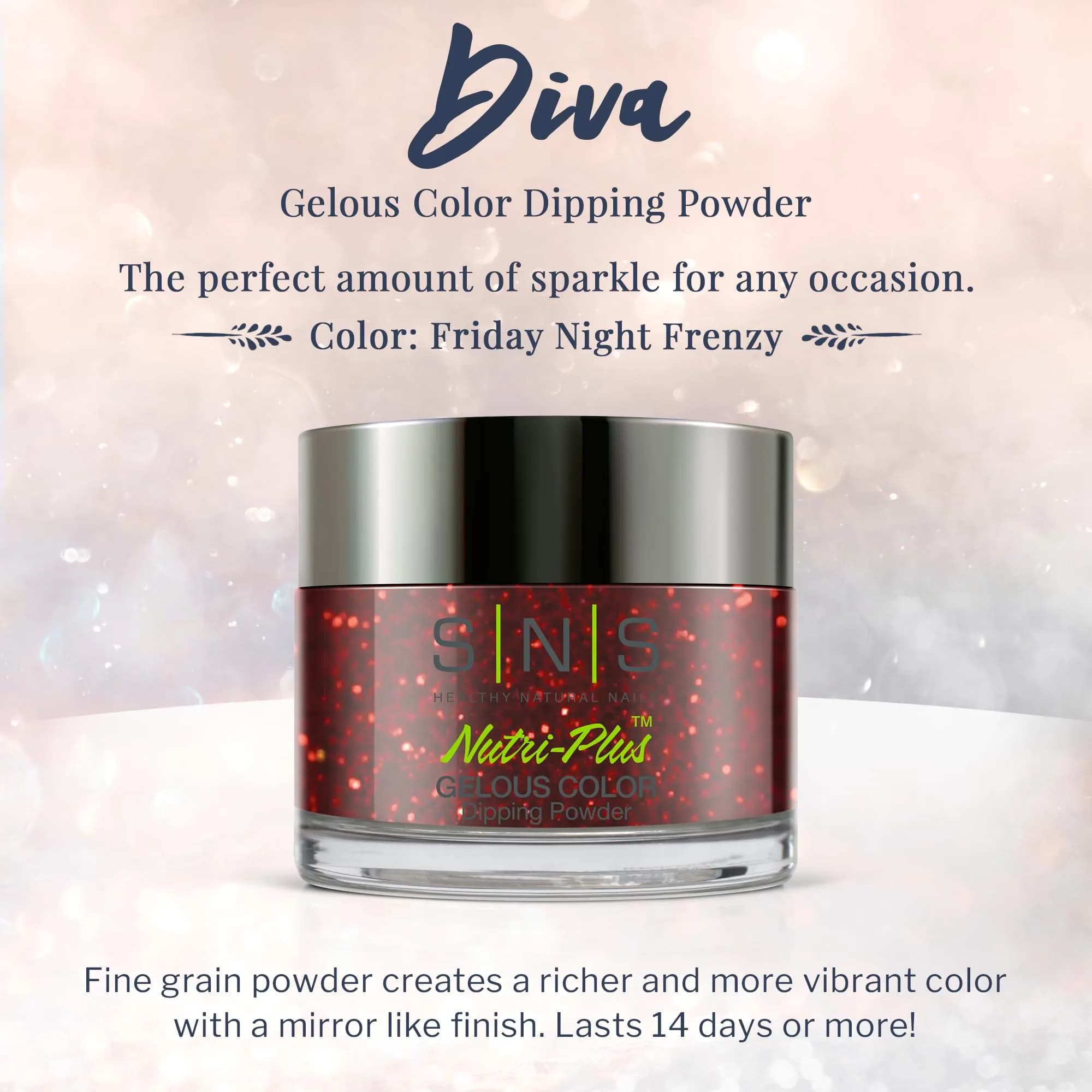 SNS Nail Dip Powder Friday Night Frenzy Metallic Reds Glitter 28g (1 oz) | Long-Lasting Dip Nail Color - view 2