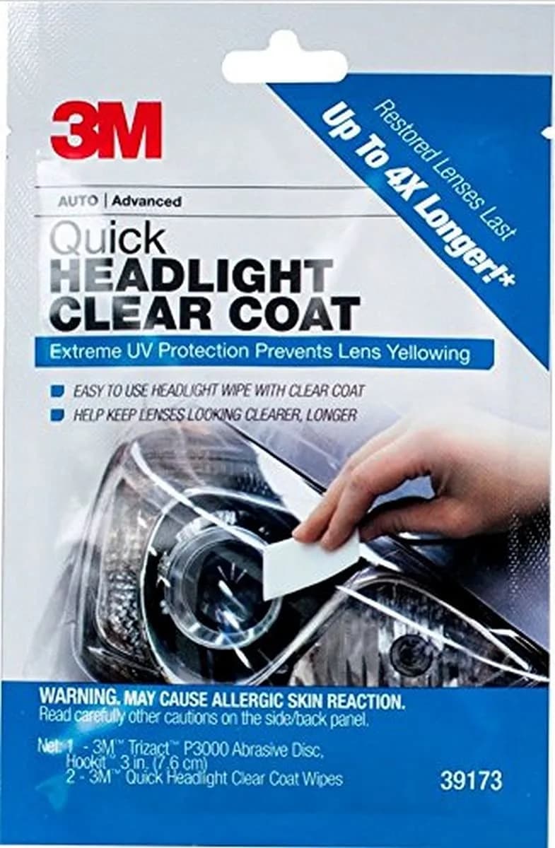 3M Quick and Easy Headlight Restoration Kit, 2 Wipes & 2 Discs | Restores Clarity in 15 Minutes — Clear Coat, No Tools Required